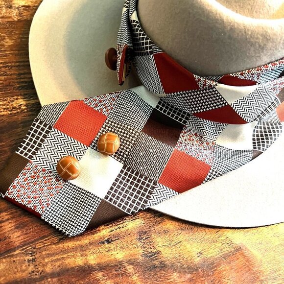 Wool Fedora With Boho Vintage Tie And Buttons main image 4